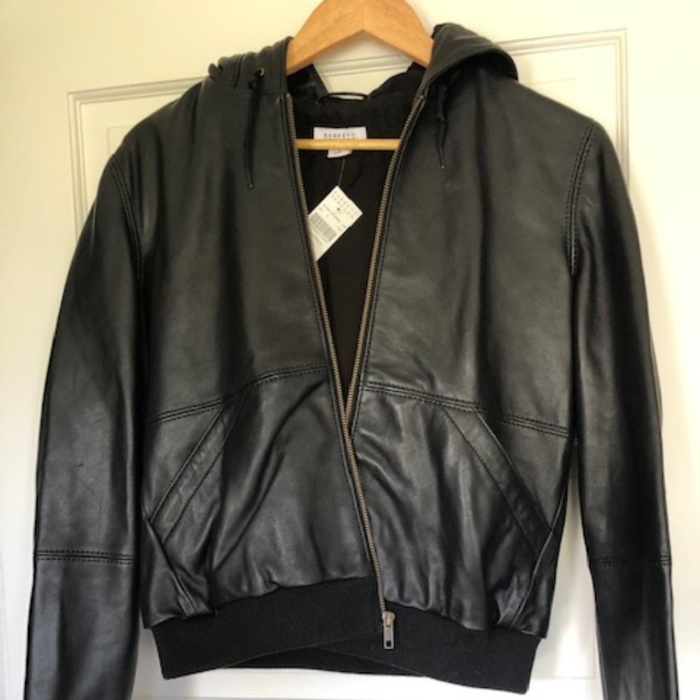 Barney's Hooded Leather Jacket